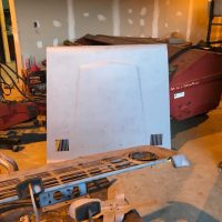 blasted hood of a car